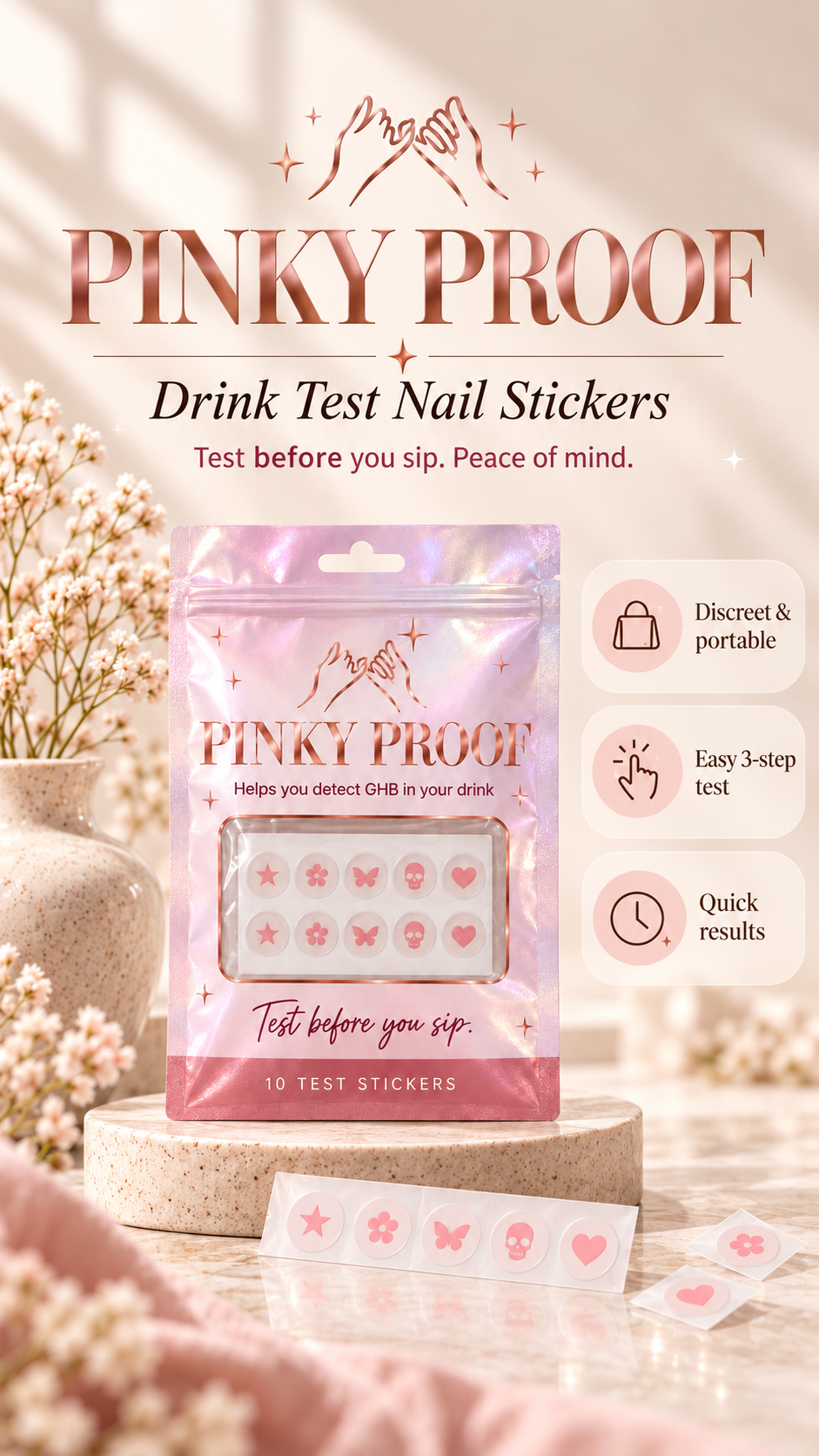 Pinky Proof Drink Testing Sticker